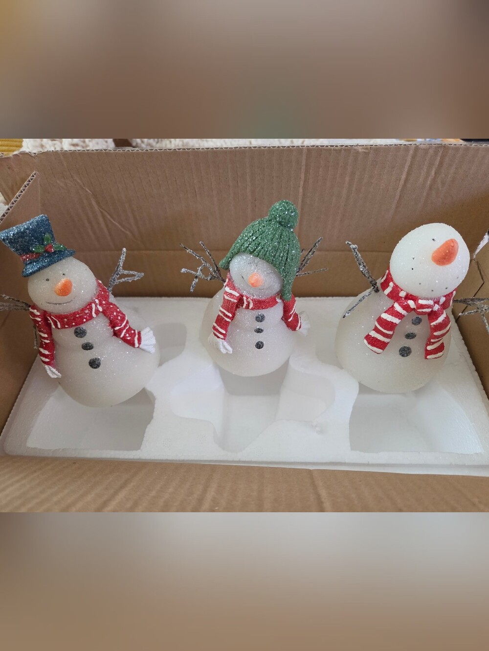 New Light Up Frosted Snowman Trio Batteries Not Included Timer Lights